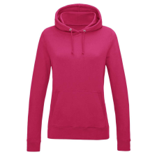 Just Hoods Női kapucnis pulóver bolyhozott belsővel AWJH001F, Hot Pink-S női pulóver, kardigán