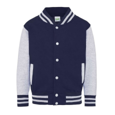 Just Hoods patenttal záródó vastag gyerek pulóver AWJH043J, Oxford Navy/Heather Grey-5/6
