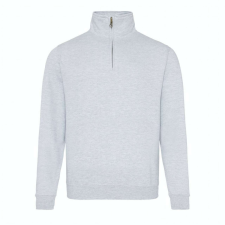 Just Hoods Uniszex 1/4 cipzáras galléros pulóver AWJH046, Heather Grey-M férfi pulóver, kardigán