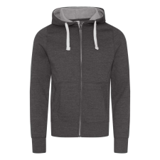 Just Hoods Uniszex cipzáros-kapucnis férfi pulóver AWJH052, Charcoal-M férfi pulóver, kardigán