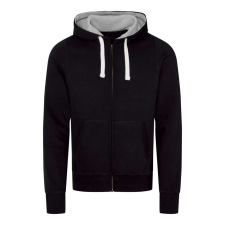 Just Hoods Uniszex cipzáros-kapucnis férfi pulóver AWJH052, Jet Black-2XL férfi pulóver, kardigán