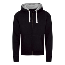 Just Hoods Uniszex cipzáros-kapucnis férfi pulóver AWJH052, Jet Black-L