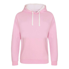 Just Hoods Uniszex kapucnis pulóver kontrasztos színű kapucni béléssel AWJH003, Baby Pink/Arctic White-M