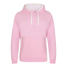 Just Hoods Uniszex kapucnis pulóver kontrasztos színű kapucni béléssel AWJH003, Baby Pink/Arctic White-S