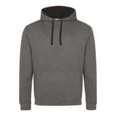 Just Hoods Uniszex kapucnis pulóver kontrasztos színű kapucni béléssel AWJH003, Charcoal Grey/Jet Black-XL