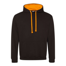 Just Hoods Uniszex kapucnis pulóver kontrasztos színű kapucni béléssel AWJH003, Jet Black/Orange Crush-XL férfi pulóver, kardigán