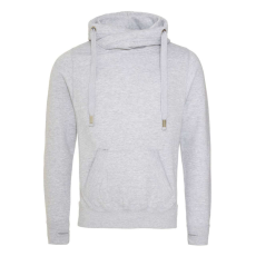 Just Hoods Uniszex keresztbe vart nyakú, vastag kapucnis pulóver AWJH021, Heather Grey-XS