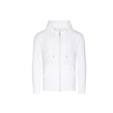 Just Hoods Uniszex organikus kapucnis cipzáras pulóver AWJH250, Arctic White-XL férfi pulóver, kardigán