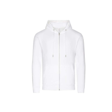Just Hoods Uniszex organikus kapucnis cipzáras pulóver AWJH250, Arctic White-XS