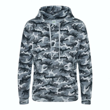 Just Hoods Uniszex terpmintás kapucnis pulóver AWJH014, Grey Camo-S férfi pulóver, kardigán