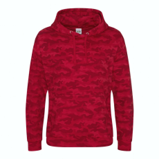 Just Hoods Uniszex terpmintás kapucnis pulóver AWJH014, Red Camo-M