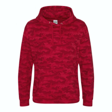 Just Hoods Uniszex terpmintás kapucnis pulóver AWJH014, Red Camo-S férfi pulóver, kardigán