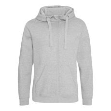 Just Hoods Uniszex vastag cipzáros kapucnis pulóver osztott kenguruzsebbel AWJH150, Heather Grey-XS