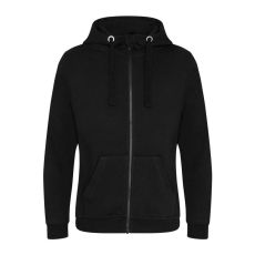 Just Hoods Uniszex vastag cipzáros kapucnis pulóver osztott kenguruzsebbel AWJH150, Jet Black-XL