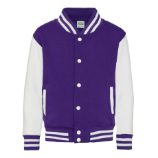 Just Hoods Vastag gyerek pulóver, Just Hoods AWJH043J, patenttal záródó, Purple/Arctic White-7/8