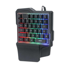 K7 egykezes RGB gaming billentyűzet, USB vezetékes, Fekete billentyűzet