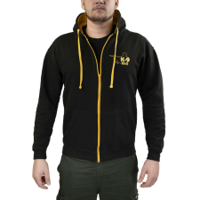 K9® UNIT Jet Black/Gold cipzáras pulóver kapucnival L férfi pulóver, kardigán