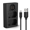 K&F Concept hordozható dupla BC-QZ1 akkumulátor töltő, LCD, USB-C, 2db FZ100 akkumulátorhoz (KF-28-0010V1)