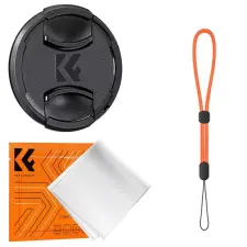  K&F Concept objektívvédő sapka zsinórral + törlőkendő, 62mm lencsevédő sapka
