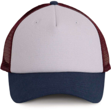 K-UP hálós baseball sapka 5 panellel, műanyag csattal KP170, White/Indigo/Wine férfi sapka
