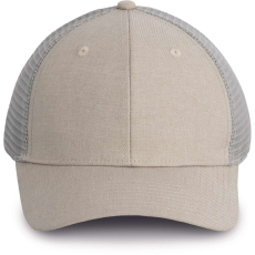 K-UP ívelt ellenzős 6 paneles hálós baseball sapka KP142, Sand Heather/Light Grey