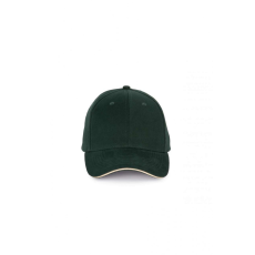 K-UP Uniszex sapka K-UP KP185 Cap With Contrasting Sandwich peak - 6panels -Egy méret, Forest Green/Beige