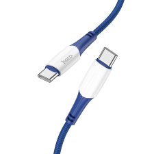  Kábel: HOCO X70 - Type-C / Type-C (USB-C) kék/fehér szövet gyorstöltő kábel 1m, 3A kábel és adapter