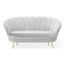  Kagylóhéj Kétszemélyes Kanapé Szürke Bársony Arany Lábakkal bútor