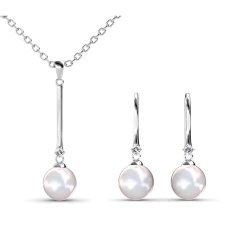 Kála - Swarovski kristályos és gyöngyös szett - fehér ékszer szett
