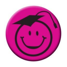 Kalapos Smile Fej Rózsaszín Kitűző Ballagásra - 5,5 cm kitűző