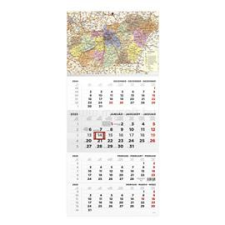 Kalendart 2025 T079 4 havi Magyarország térkép speditőrnaptár (25T7900-020) naptár, kalendárium