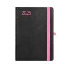 Kalendart Naptár Kft. TopTimer Határidőnapló 2026, N021 A5 (Napi beoszt.) FEKETE-PINK határidőnapló
