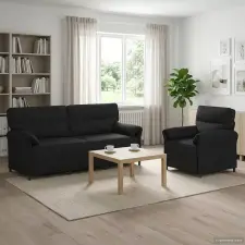  Kanapé Szett 2 db Fekete Szövet bútor