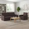  Kanapé Szett 2 pcs Sötét Barna Szövet