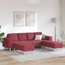  Kanapé Szett 3 pcs bordó szövet bútor
