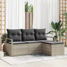  Kanapé Szett 4 pcs Világosszürke polirattan kerti bútor