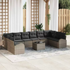  Kanapé Szett párnával 11 pcs Szürke Polyrattan kerti bútor