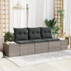  Kanapé Szett párnával 3 pcs Szürke polirattan
