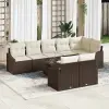  Kanapé Szett párnával 9 pcs Barna polirattan