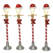 Kandelláber LED-es elemes piros-fehér M10cm 4db-os csomag dekorációs kellék
