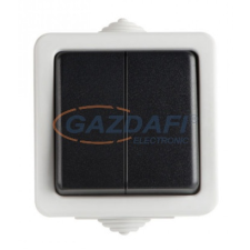 KANLUX 25352 TEKNO 05-1028-143 Kettős váltókapcsoló, fekete, IP54, 250V villanyszerelés