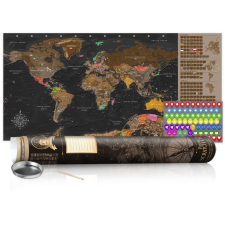  KAPARÓS TÉRKÉP - BROWN MAP - POSTER, Kaparós világtérkép vászonkép 100 x 50 cm angol nyelvű - barna hengerben térkép