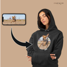  Kapucnis pulóver kedvenced fényképével - 2XL - Női - Fekete női pulóver, kardigán