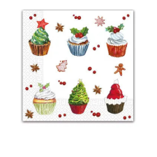 Karácsony Christmas Cupcakes, Karácsony szalvéta 20 db-os 33x33 cm party kellék