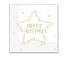 Karácsony Gold Merry Christmas Star, Karácsony szalvéta 20 db-os 33x33 cm party kellék