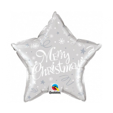 Karácsony Merry Christmas Silver Star, Karácsonyi fólia lufi 51 cm party kellék