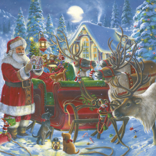 Karácsony Santa with Sleigh szalvéta 20 db-os 33x33 cm party kellék
