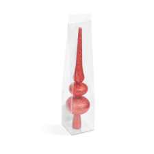 Karácsonyfa csúcsdísz – piros, glitteres – 30 x 7 cm – 58780C karácsonyfadísz