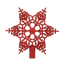  Karácsonyfa csúcsdísz - hópehely alakú - 20 x 20 cm - piros karácsonyfadísz