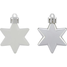  Karácsonyfadísz-készlet csillagok 12 darabos 5 cm ezüst-fehér karácsonyfadísz